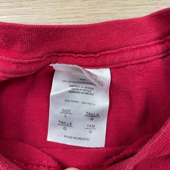 Vintage Adidas Shirt Mens Large Red 90s Spell Out Sports Y2K Basic - Picture 5 of 10